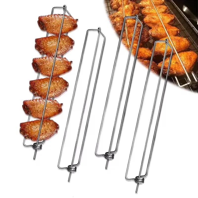 4Pcs Chicken Wing Rails for Grilling Stainless Steel Clamping Chicken Wing Rack BBQ Wing Rails Grill Chicken Roaster Stand JT585 by All Mart Bristol Ltd