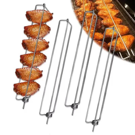 4Pcs Chicken Wing Rails for Grilling Stainless Steel Clamping Chicken Wing Rack BBQ Wing Rails Grill Chicken Roaster Stand JT585 by All Mart Bristol Ltd