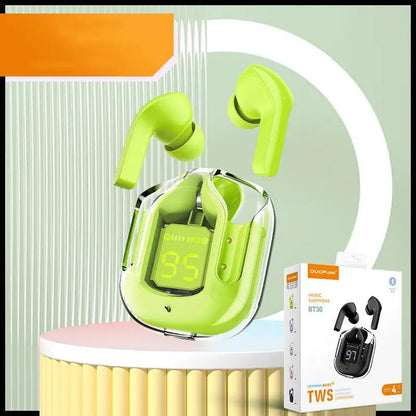 New Mini Transparent Wireless Bluetooth Headset Digital Display ENC Noise Reduction True Wireless Sports Music by Dropshipman