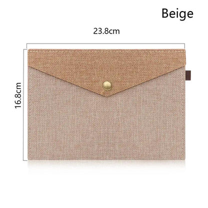 1PC A4/A5 Imitation Linen Big Capacity Document Bag Simple Canvas Felt File Bag Briefcase File Folders Office School Supplies by All Mart Bristol Ltd
