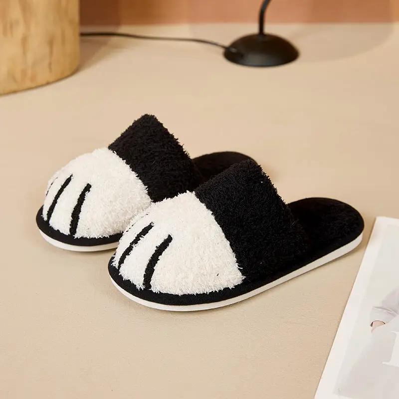 Cute Cartoon Cat Paw Plush Slippers For Home by Dropshipman
