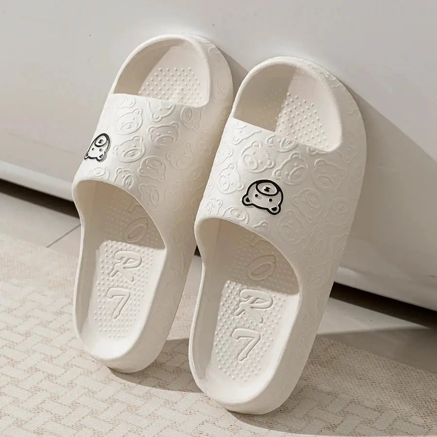 Printting Cute Bear Women Slippers Summer Indoor Soft Cartoon Sandals Bathroom Anti-slip Outdoor Comfy Men Leisure Shoes Couple by All Mart Bristol Ltd