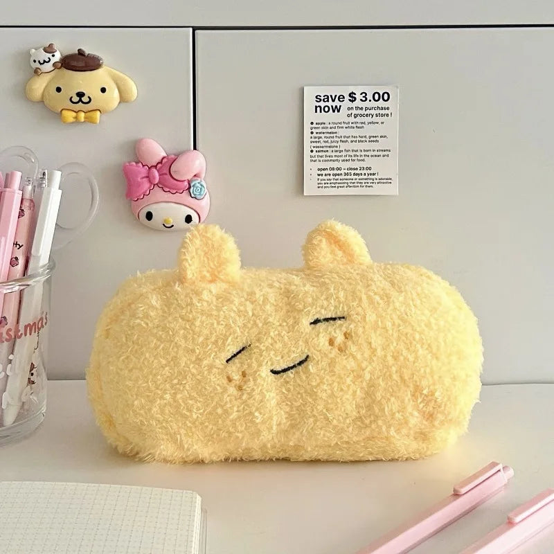 Cartoon Cosmetic Bag Pencil Case Plush Pencil Case Handbag Embroidery Kawaii Pencil Case Stationery Zipper Pouch Bag by All Mart Bristol Ltd