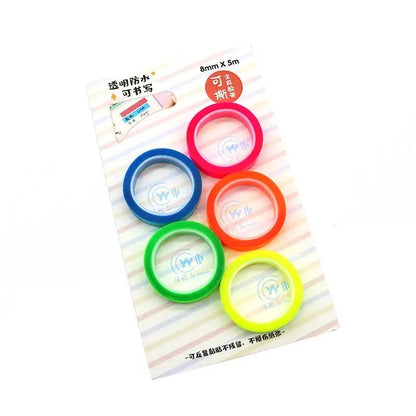 5 Roll 5 Colors Stickers Transparent Fluorescent Index Tabs Flags 5M Sticky Note Stationery Children Gift School Office Supplies by All Mart Bristol Ltd