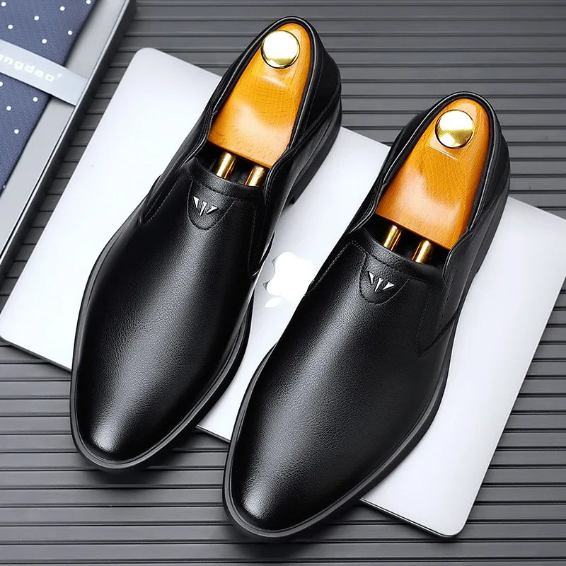 Men's Casual Business White Shoes Slip-On Formal Photography Suit Shoes Pointed Toe Leather Shoes Comfortable All-Match by All Mart Bristol Ltd