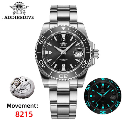 ADDIESDIVE New Diving Gift Watch Men 8215 Automatic Sapphire AR Coated Glass Ceramic Bezel Waterproof 200m Luminous Stainless St by All Mart Bristol Ltd
