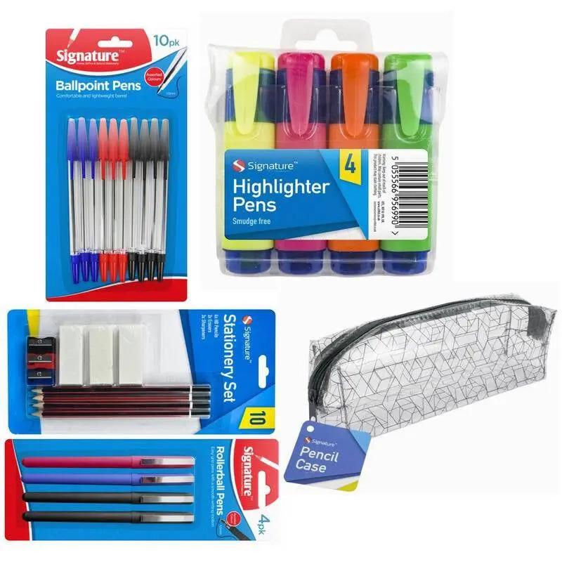 SCHOOL STATIONARY 29PC SET PEN PENCIL CASE HIGHLIGHTER STATIONERY BACK to CLASS by All Mart Bristol Ltd