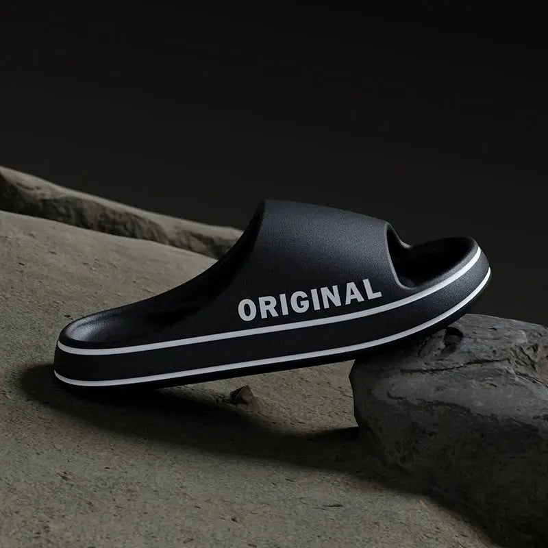 Mens Thick Sole Indoor Bathroom Anti Slip Shoes Summer Couple Sandals Feslishoet Women Letter Slippers Beach Slides Solid Color by All Mart Bristol Ltd