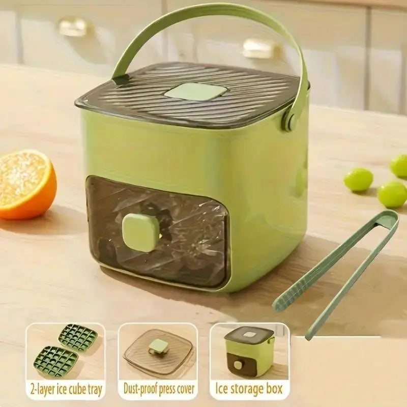 【Fathersdaygift】Handheld Ice Bucket, 48-Cell Ice Cube Tray, Ice Mold, Freezing Tool — Food-Grade, Large-Capacity, Home Press-Type Ice Cube Tray