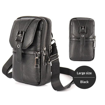 Genuine Leather Belt-Attached Multifunctional Phone Bag Mens Waist Bag by Dropshipman