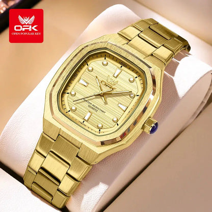 OPK 6044 Original Men Watches Stainless steel Waterproof New Men's Watch Square Dial Luminous Quartz Watch for Men by All Mart Bristol Ltd
