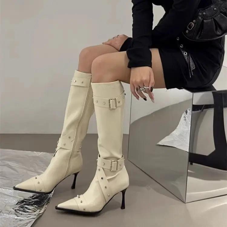 Women's All-Match Belt-Buckle Rivet Long Boots by Dropshipman