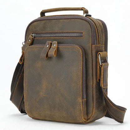 Genuine Leather Shoulder Messenger Bag Vintage Crazy Horse by Dropshipman