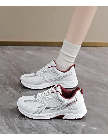 Women's Retro Color Block Chunky Sneakers, Breathable Mesh Casual Shoes by Dropshipman
