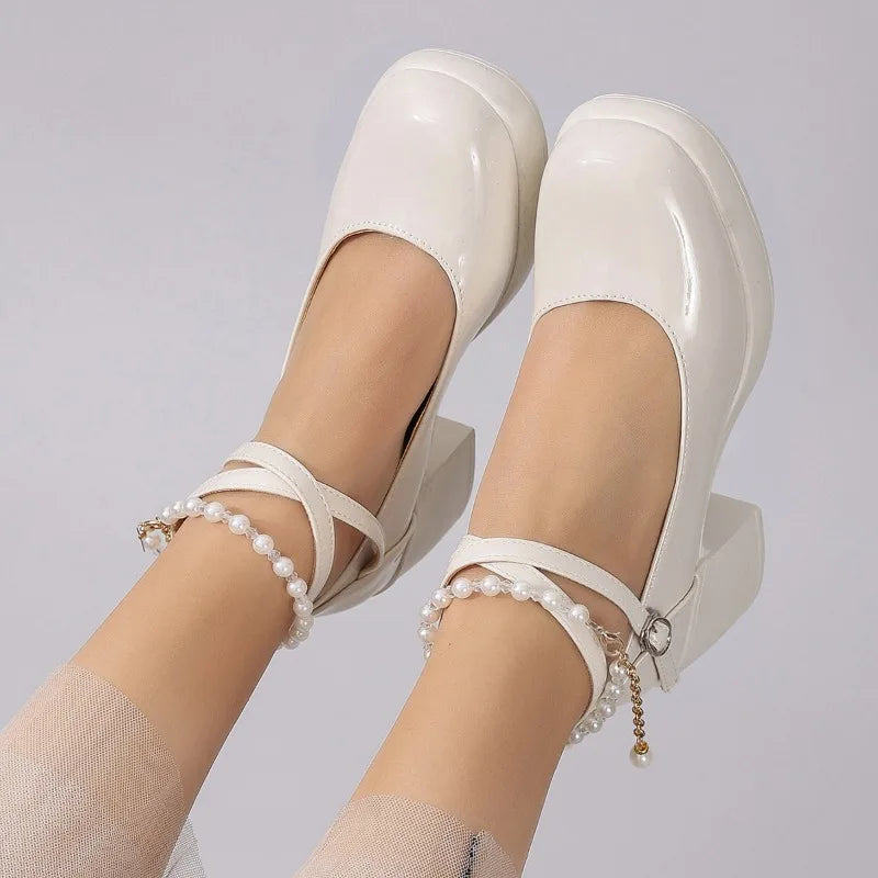 New Women Pumps Shoes Fashion Cross Strap Ladies Shallow Dress Mary Jane Shoes Female Elegant High Heel Footwear Platform Heels by All Mart Bristol Ltd