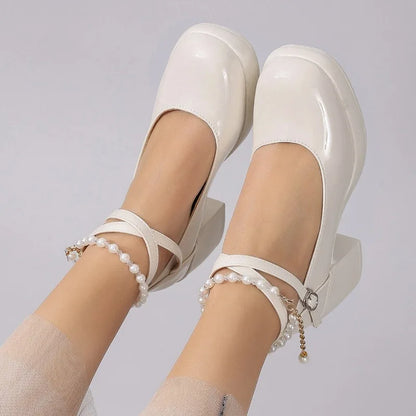 New Women Pumps Shoes Fashion Cross Strap Ladies Shallow Dress Mary Jane Shoes Female Elegant High Heel Footwear Platform Heels by All Mart Bristol Ltd