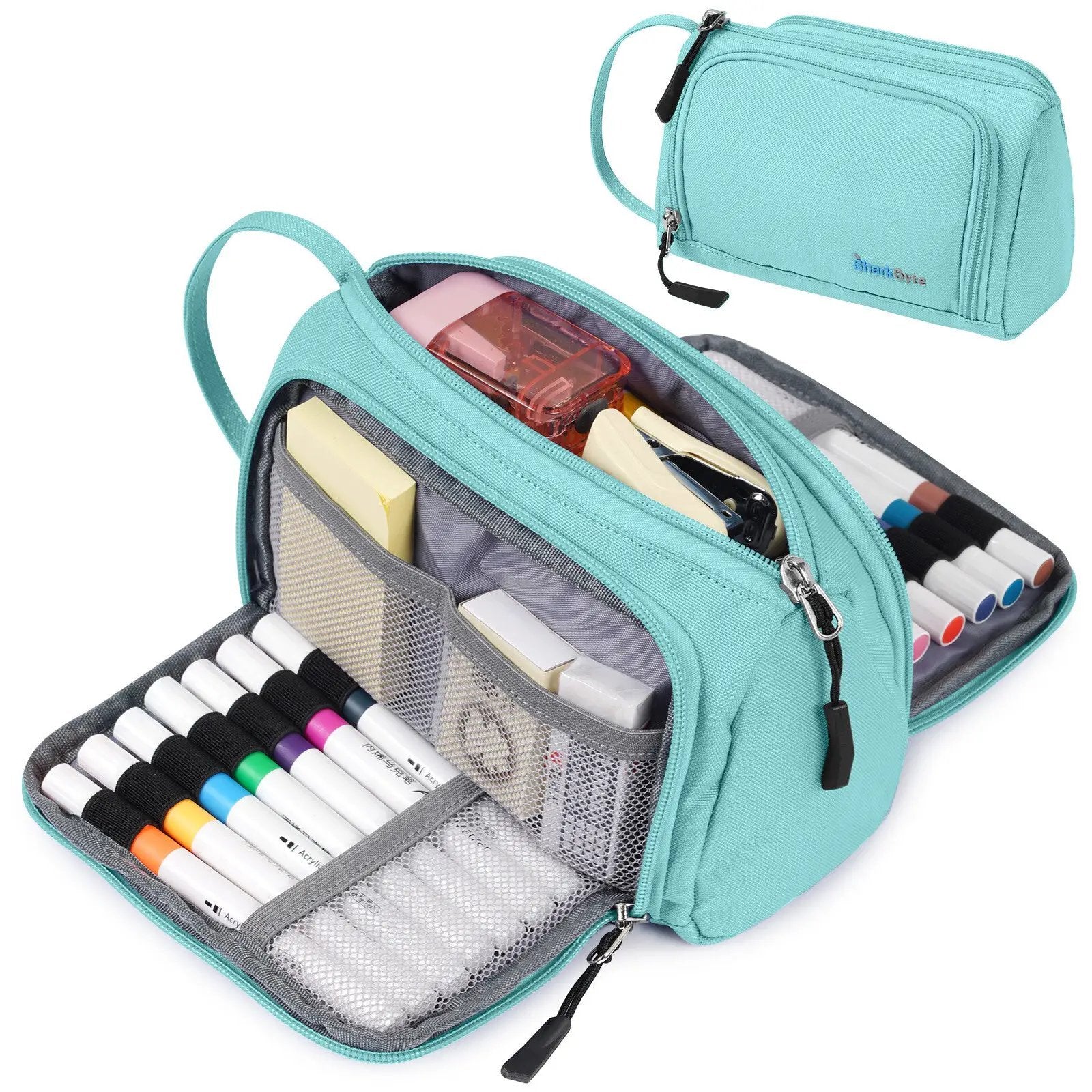 Large Capacity Pencil Case 3 Compartment Stationery Pouches Makeup Bag Storage by All Mart Bristol Ltd