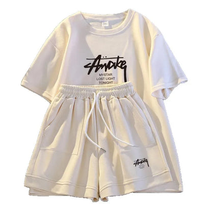 New Women's Plus-size Set Adult Short-sleeve and Shorts Two-piece Set Children's Loose Casual Set Women's T-shirt and Shorts Set by All Mart Bristol Ltd