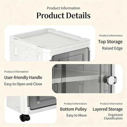 Narrow Gap Storage Organizer Foldable Cabinet Magnetic Sealed Door Universal Wheels Dustproof Moistureproof for Bathroom Kitchen by All Mart Bristol Ltd