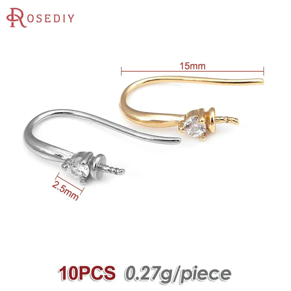 18K Gold Color Brass Can fit Half Hole Beads with Half Pins Earrings Hooks High Quality Jewelry Making Diy Findings Accessories by All Mart Bristol Ltd