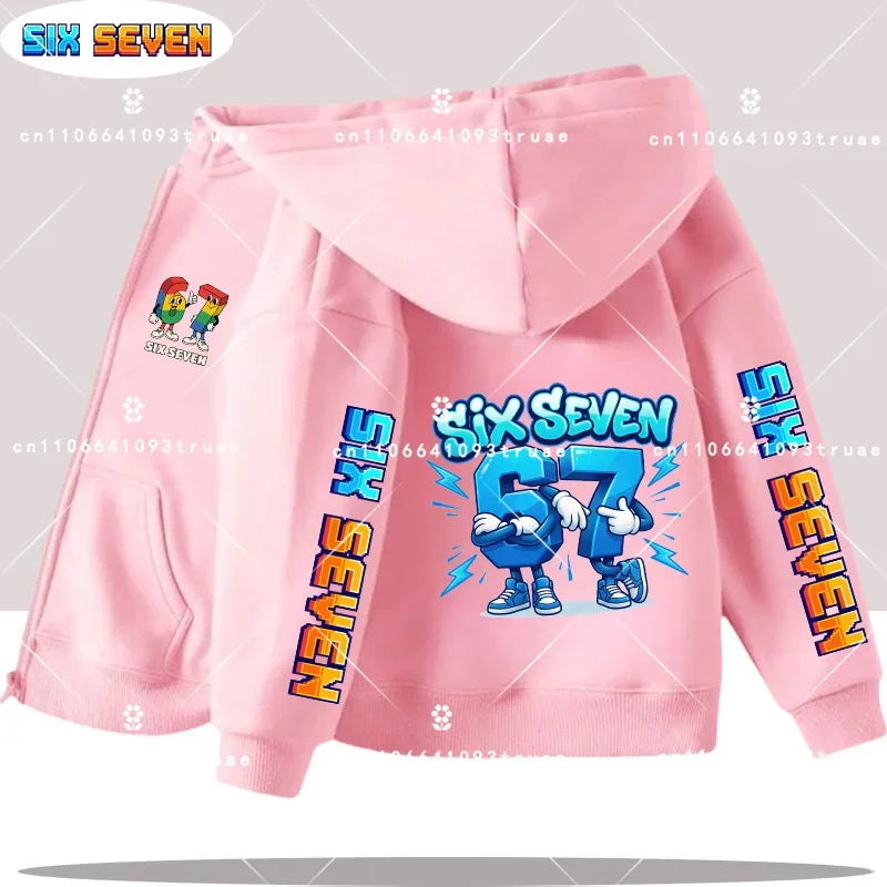 Hot Six Seven Children's Zip Up Hoodies Funny 67 Brainrot Zipper Hoody Clothes Kid Girl Boy Baby Casual Fashion Tops Sweatshirts