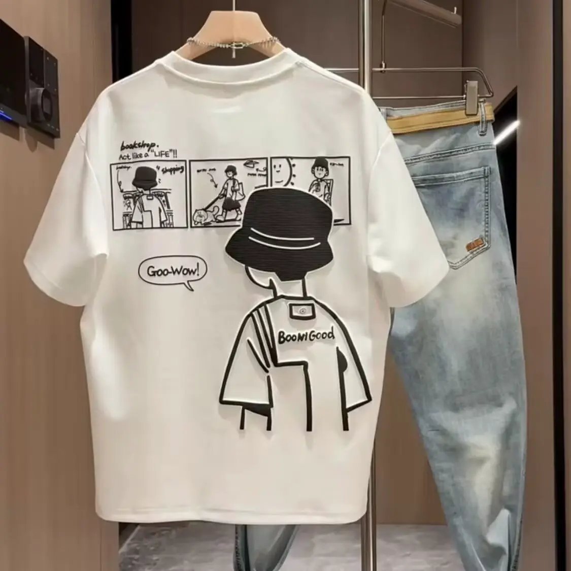 Brand Short Sleeve Ins 100 Cotton Coat Summer Men's Printed T-shirt Trendy Men And Women All-matching Crew Neck T-shirt Men by Dropshipman