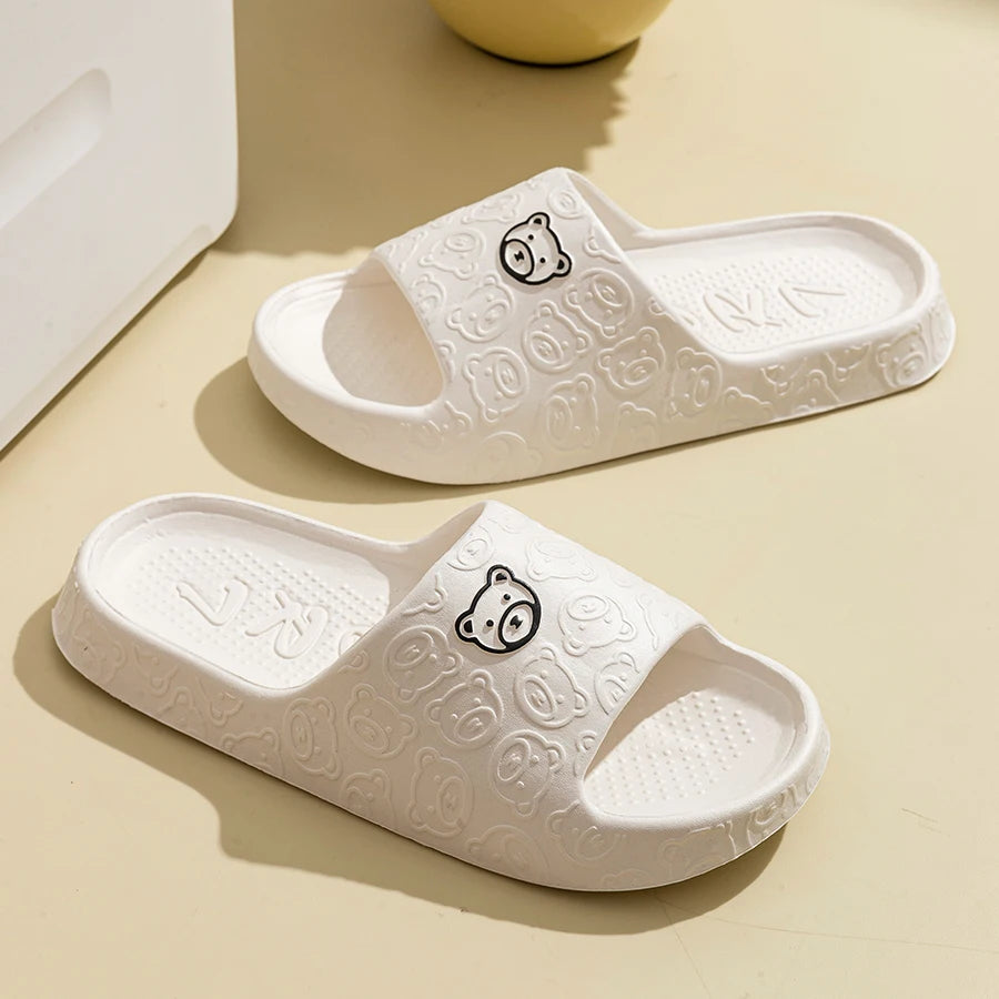 Printting Cute Bear Women Slippers Summer Indoor Soft Cartoon Sandals Bathroom Anti-slip Outdoor Comfy Men Leisure Shoes Couple by All Mart Bristol Ltd
