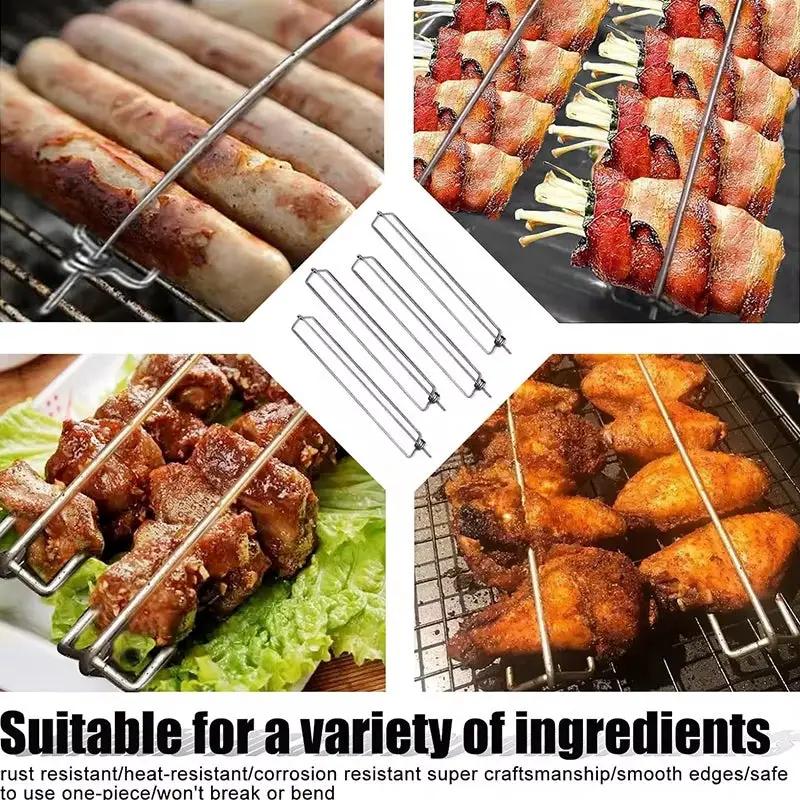 4Pcs Chicken Wing Rails for Grilling Stainless Steel Clamping Chicken Wing Rack BBQ Wing Rails Grill Chicken Roaster Stand JT585 by All Mart Bristol Ltd