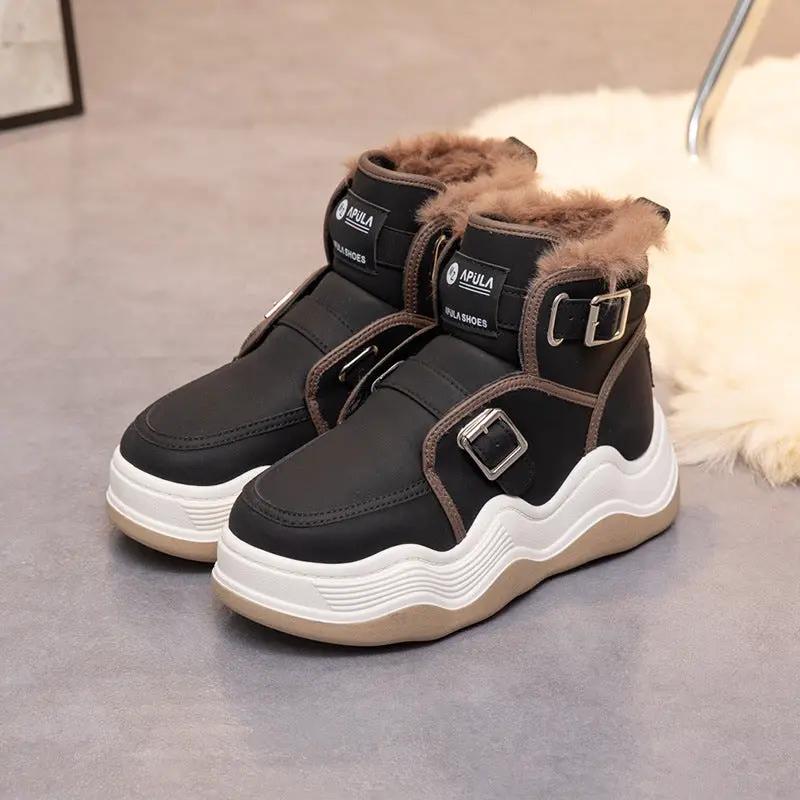 Woolen Cotton Thick Bottom Elevator Shoes Student Sports High Top by Dropshipman