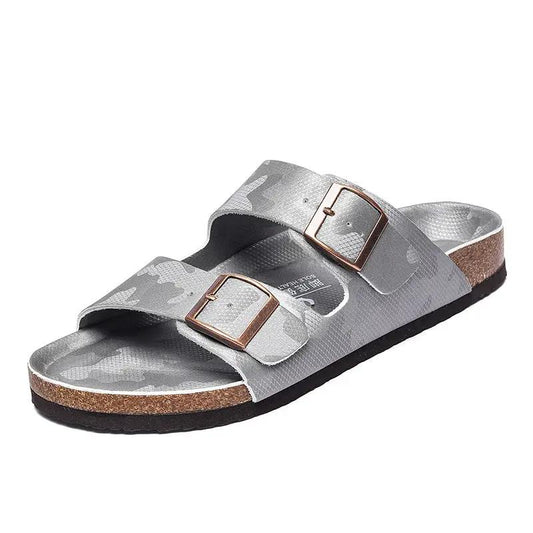 Platform Slippers Men's And Women's Same Frosted Leather Double-breasted Two-word Slippers by Dropshipman