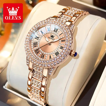 OLEVS Luxury Fashion ladies' watches Diamond dial waterproof diamond inlaid quartz watch for women beautiful trend dress watch by All Mart Bristol Ltd