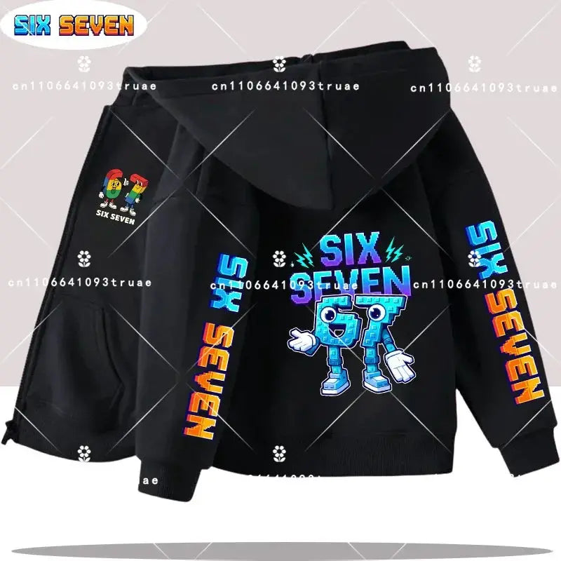 Hot Six Seven Children's Zip Up Hoodies Funny 67 Brainrot Zipper Hoody Clothes Kid Girl Boy Baby Casual Fashion Tops Sweatshirts by All Mart Bristol Ltd