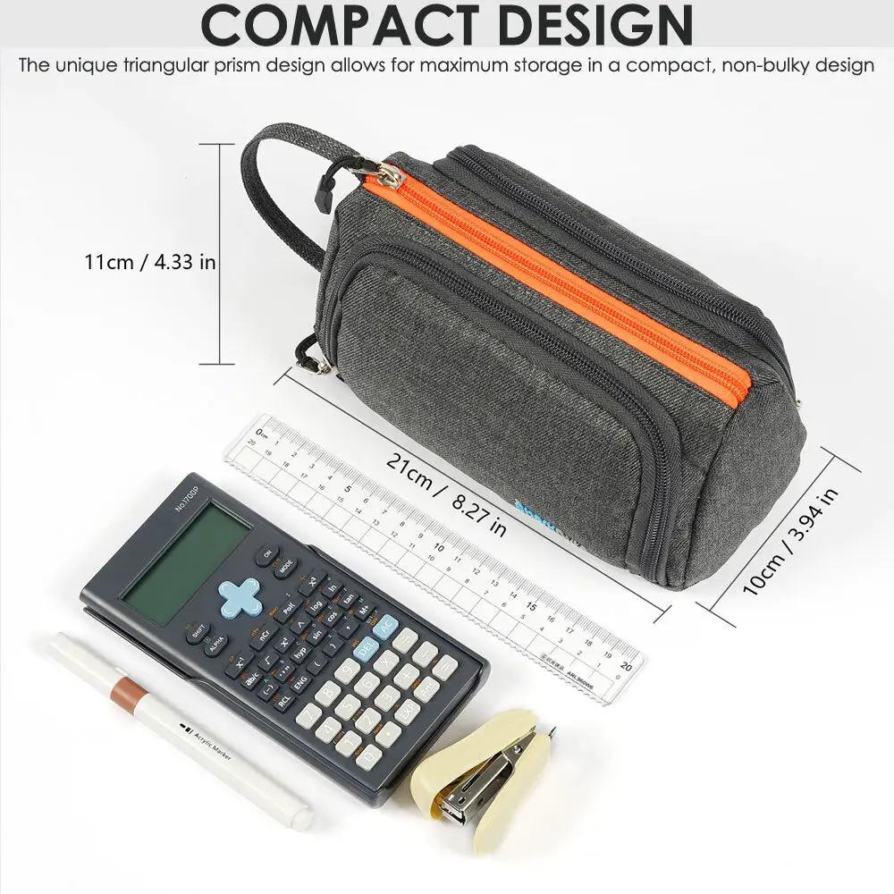 Large Capacity Pencil Case 3 Compartment Stationery Pouches Makeup Bag Storage by All Mart Bristol Ltd