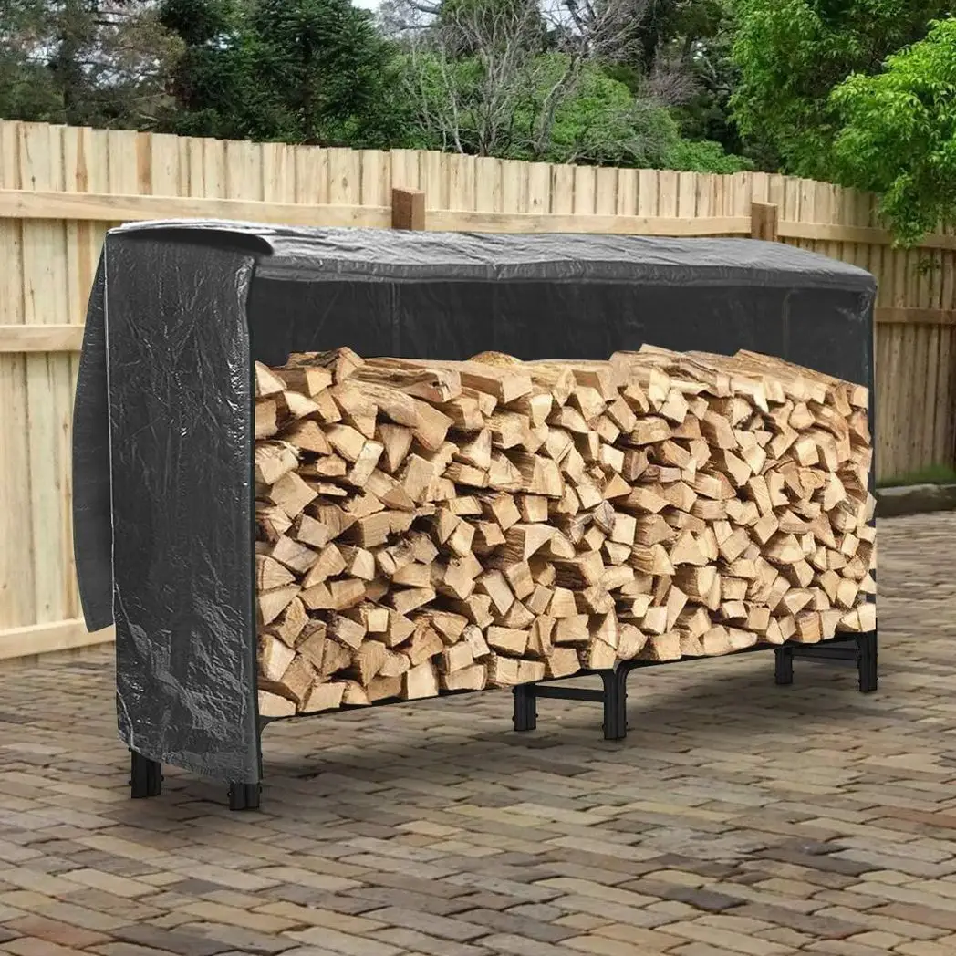 Neo 240cm Outdoor Metal Log Holder Storage Rack with Cover by Neo