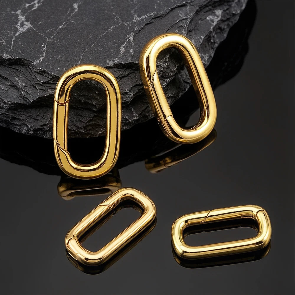 2pcs 18K Gold Plated Filled Oval Carabiner Necklace Clasps Spring Ring Pearl Enhancer Connector for DIY Jewelry Bracelet Making by All Mart Bristol Ltd