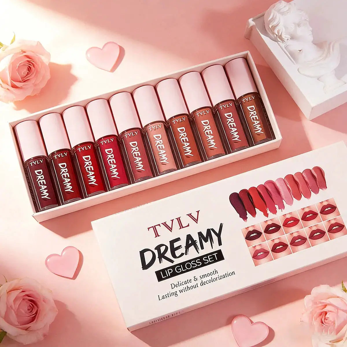 10 Color Mouth Red Lip Glaze Makeup Set, Exquisite, Practical, Portable Lipgloss Lipstick Set Valentine's Day gift by All Mart Bristol Ltd
