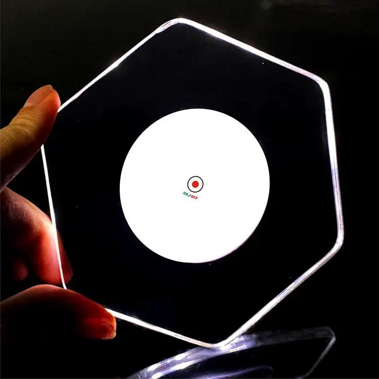 LED Glow Coaster Acrylic Crystal Emitting Luminous Bar Cocktail Mug Stand Light Coasters Flashing Base Tableware Decoration Pads by Dropshipman