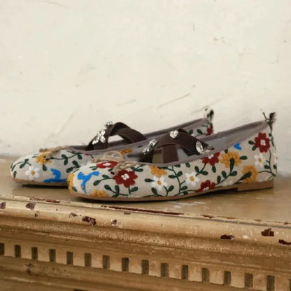 Embroidery Flower Ballet Flats Women Rhinestone Leopard Shallow Casual Footwear Female Comfy Fashion Brand Mary Jane Shoes Women by All Mart Bristol Ltd