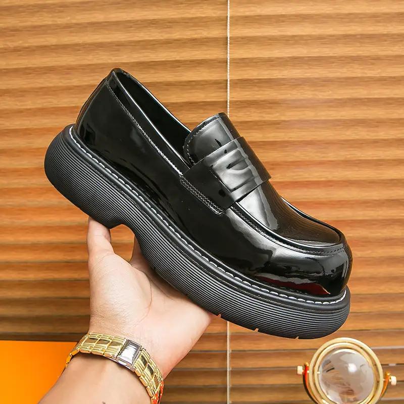 Business Formal Britishstyle Glossy Heightincreasing Leather Shoes by Dropshipman