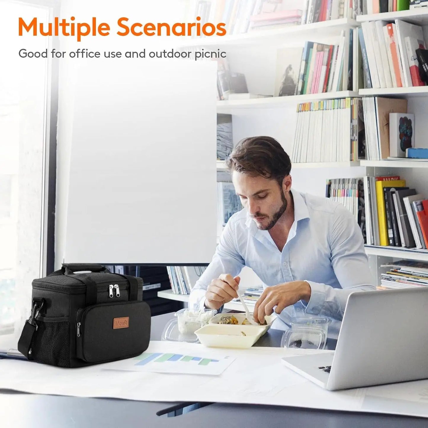 Stylish Black Insulated Lunch Bag - 9L Soft Cooler Tote for Adults, Perfect for 12 Cans by All Mart Bristol Ltd