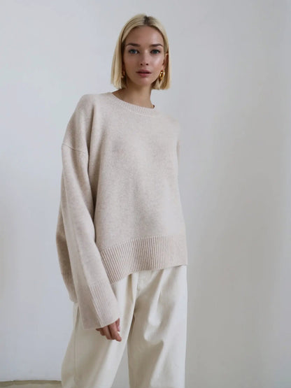 Thick Round Neck Women's Loose All-matching Knitted Pullover Sweater by Dropshipman
