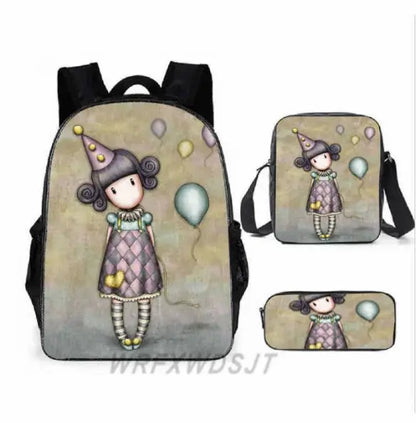 2026 Popular Youthful Anime Santoro Gorjuss 3D Print 3pcs/Set Student Travel bags Laptop Daypack Backpack Shoulder Bag Pencil by All Mart Bristol Ltd