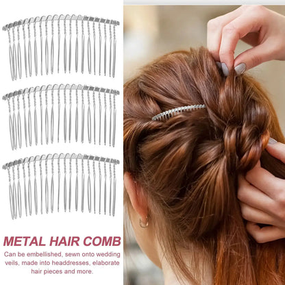 3 Pcs Iron Hair Comb 7 8cm Silver Metal Wire 20 Teeth Bridal Veil Comb Wedding Headdress Craft Hairpiece DIY Accessory For Pins by All Mart Bristol Ltd