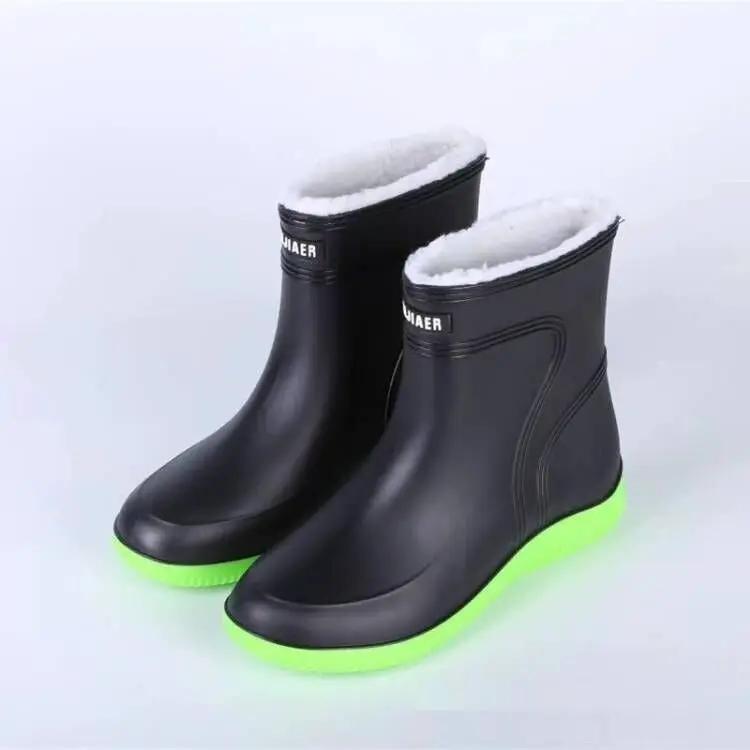 Cotton-padded Warm-keeping Fixed Velvet Rain Boots For Men And Women by Dropshipman
