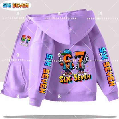 Hot Six Seven Children's Zip Up Hoodies Funny 67 Brainrot Zipper Hoody Clothes Kid Girl Boy Baby Casual Fashion Tops Sweatshirts by All Mart Bristol Ltd