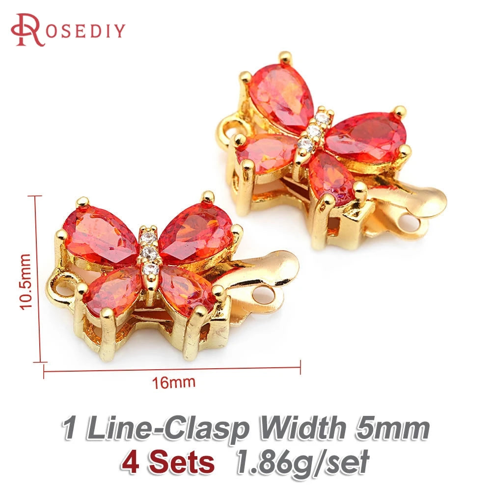 18K Gold Color Brass and Zircon Butterfly 1 Line and 2 Line Necklaces Connect Clasps Diy Jewelry Making Accessories Materials