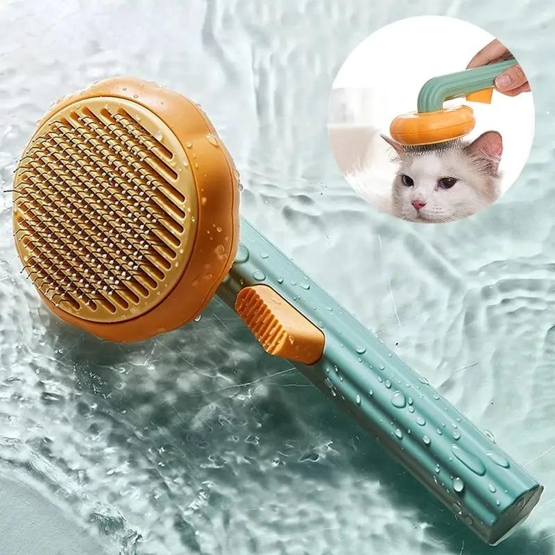 Pumpkin Self Cleaning Slicker Comb For Dog Cat Puppy Rabbit, Grooming Brush Tool Gently Removes Loose Undercoat Tangled Hair by Dropshipman