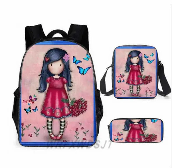 2026 Popular Youthful Anime Santoro Gorjuss 3D Print 3pcs/Set Student Travel bags Laptop Daypack Backpack Shoulder Bag Pencil by All Mart Bristol Ltd