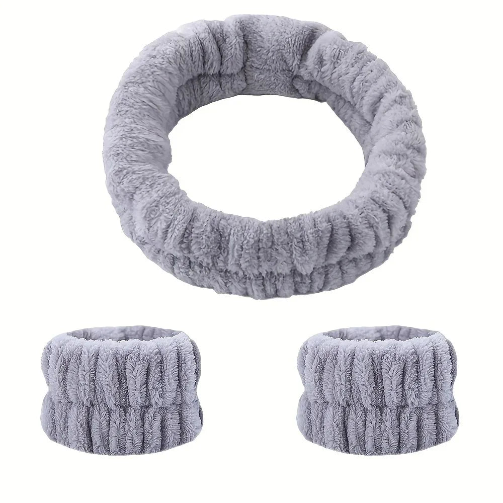 Coral Velvet Facial High-elastic Makeup Hairband Face Wash Wristband Set-face Wash, Facial Mask, Skin Care by All Mart Bristol Ltd