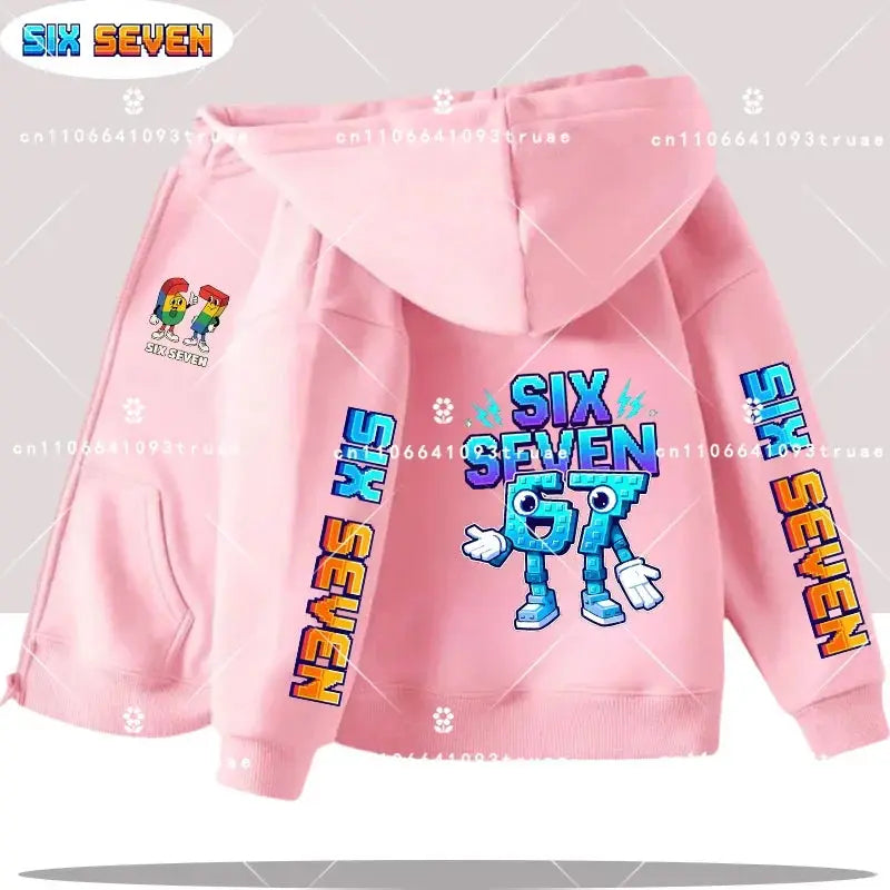 Hot Six Seven Children's Zip Up Hoodies Funny 67 Brainrot Zipper Hoody Clothes Kid Girl Boy Baby Casual Fashion Tops Sweatshirts by All Mart Bristol Ltd
